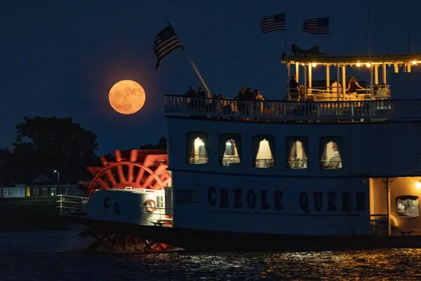 August Full Moon Rises Over City of New Orleans 