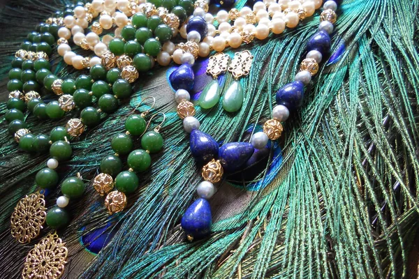 Fashion Jewelry Designer ~ Starlite Jewelry Designs ~ Vintage Jewelry ~ Lapis Pearls and Jade Necklace and Earrings with Vintage Filigree Accents