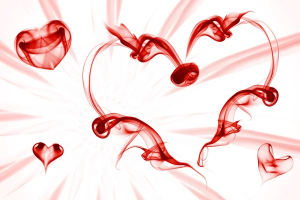 Smoke Art - Hearts (red on white)