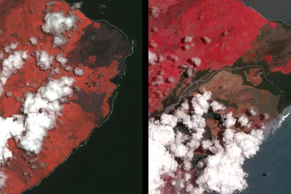 Dramatic Changes from Kilauea Leilani Estates Lava Flows Seen by NASA Spacecraft