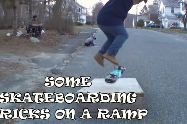 SOME SKATEBOARDING TRICKS ON A RAMP