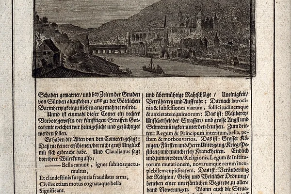 Astronomy: comets night sky. Engraving