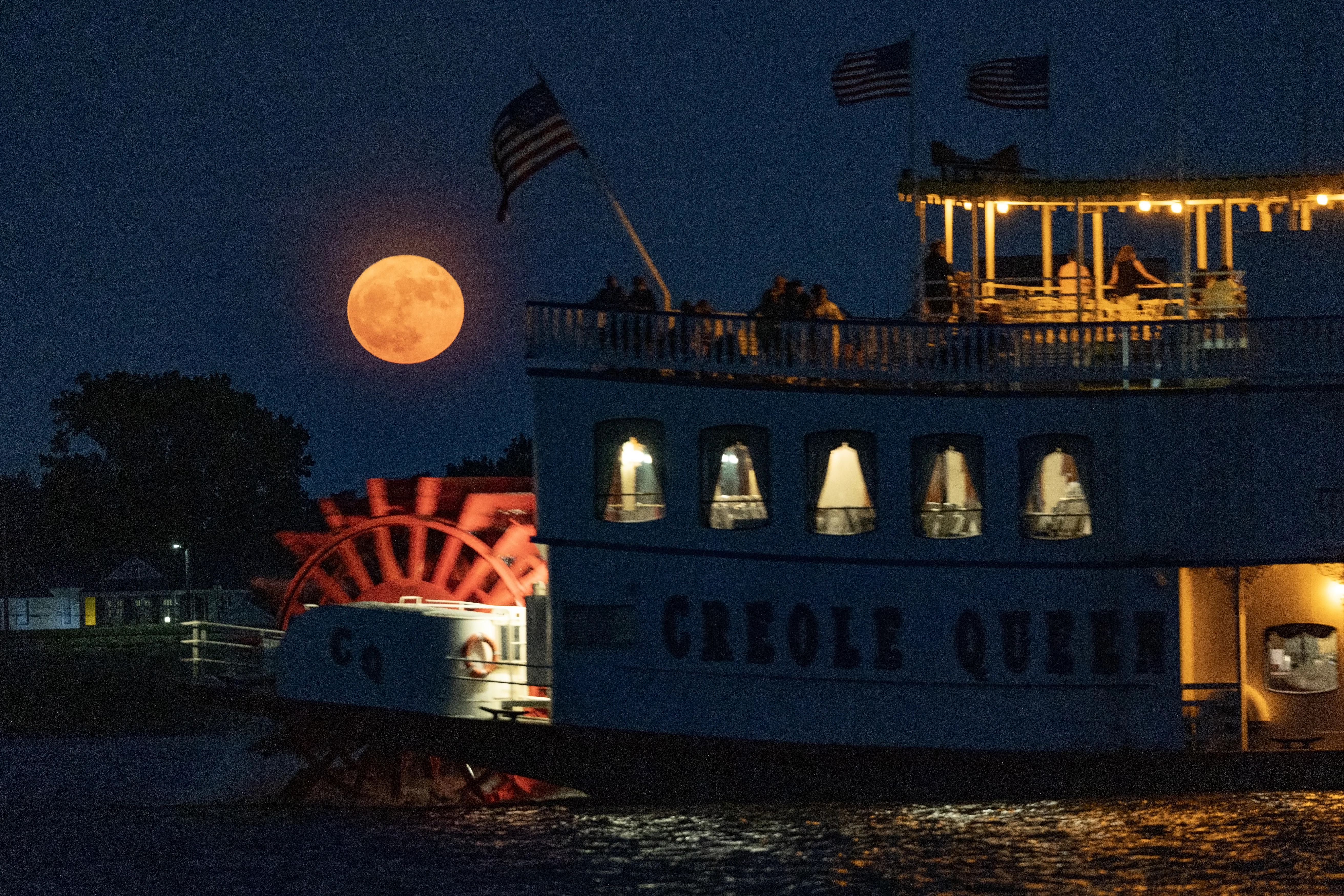 August Full Moon Rises Over City of New Orleans 