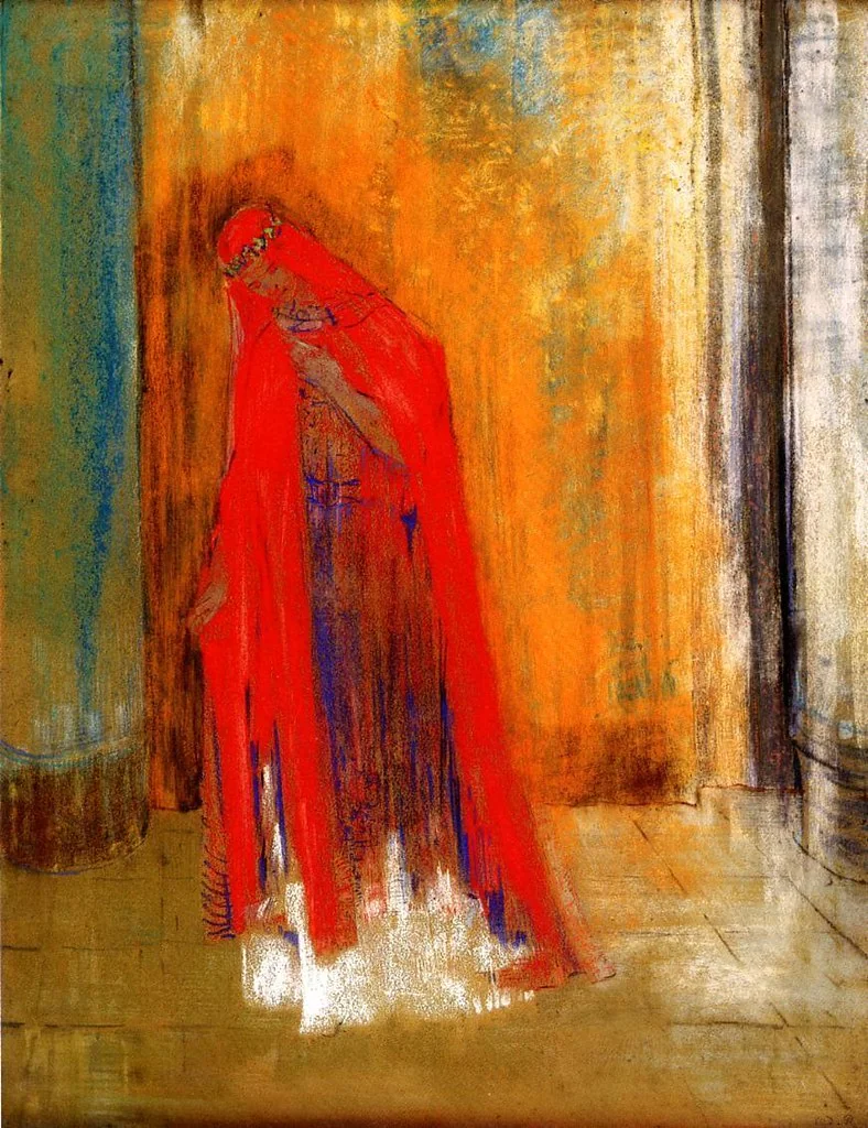 redon_woman_red