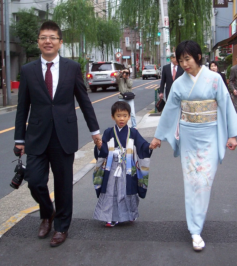 Japan (Tokyo) Japanese family is going to wedding ceremony