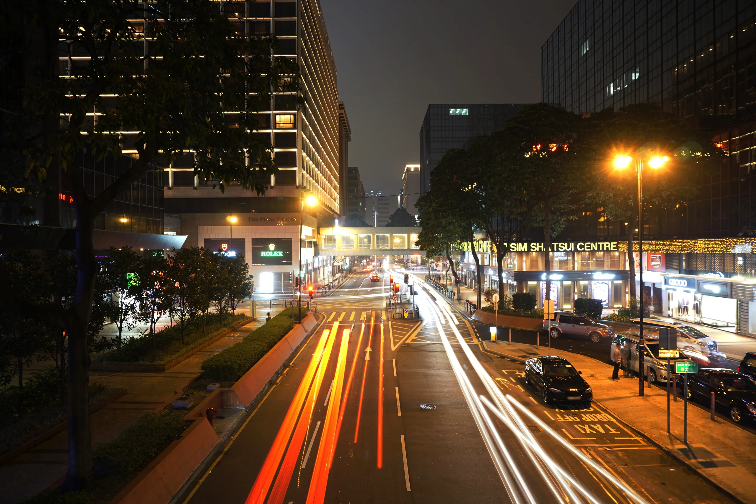 Mody Road at night (Street Light rays improved)