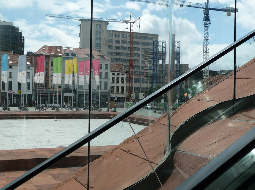 2012.08 - 'Museum het MAS - Museum aan de Stroom', with a beautiful view over the city-center of Antwerp and the old and new harbors on the border of river Schelde - photography of modern architecture in the urban city - Fons Heijnsbroek, Belgium