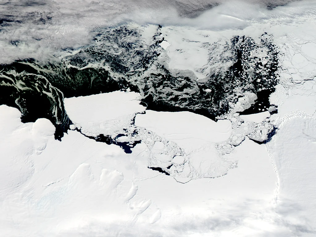 Collision Calves Iceberg from Mertz Glacier Tongue, Antarctica