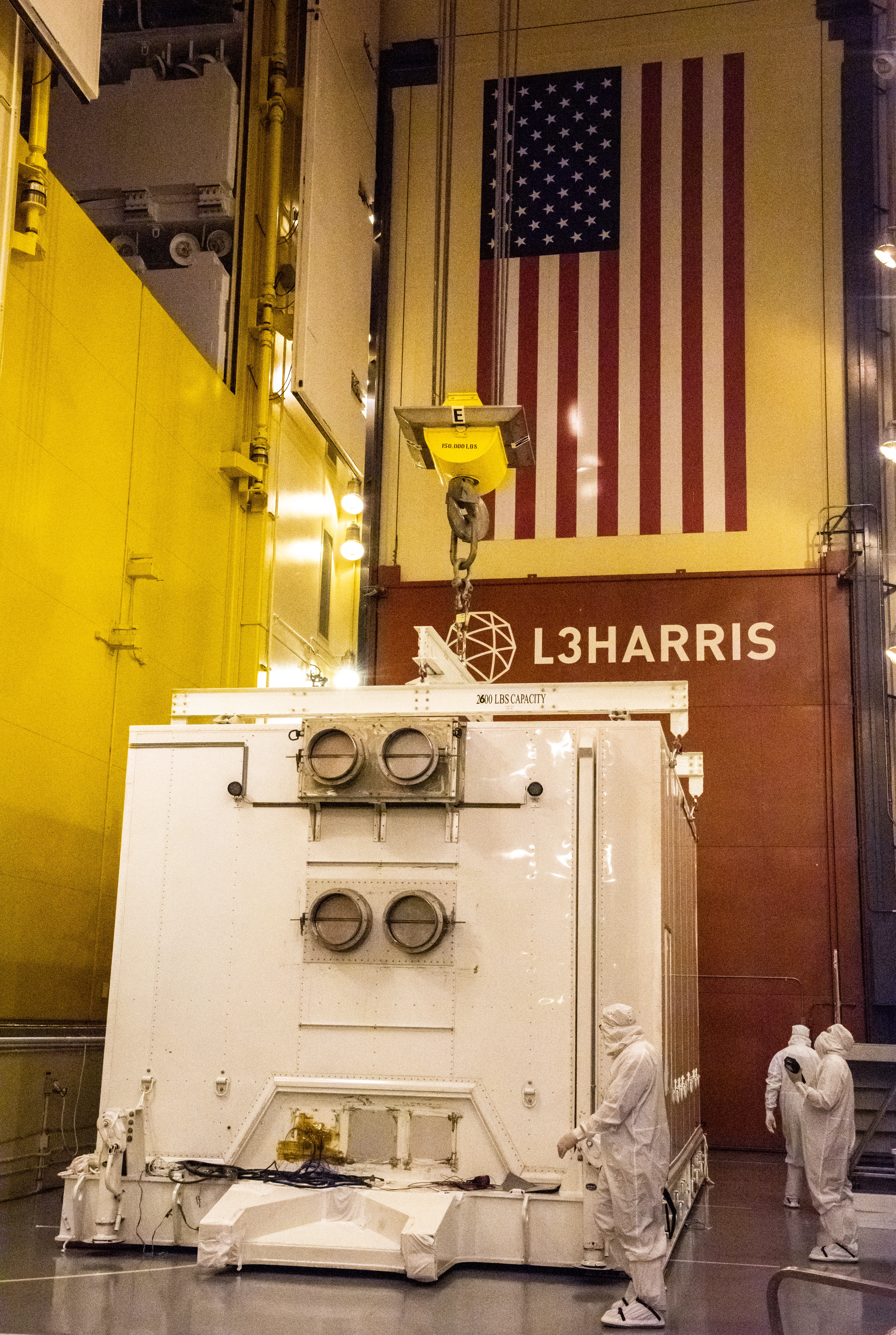 Landsat 9 Spacecraft (Observatory) Unloading from Shipping Conta