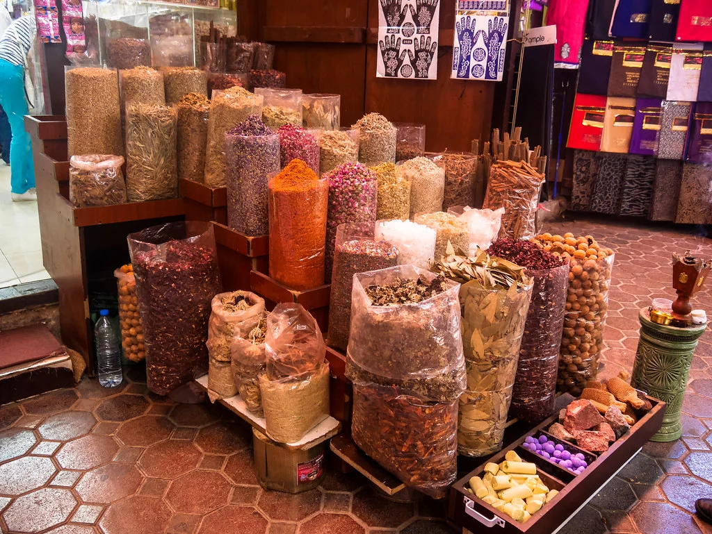 Herbs, Nuts, dry food, at The Souk (Dubai market, bazaar)